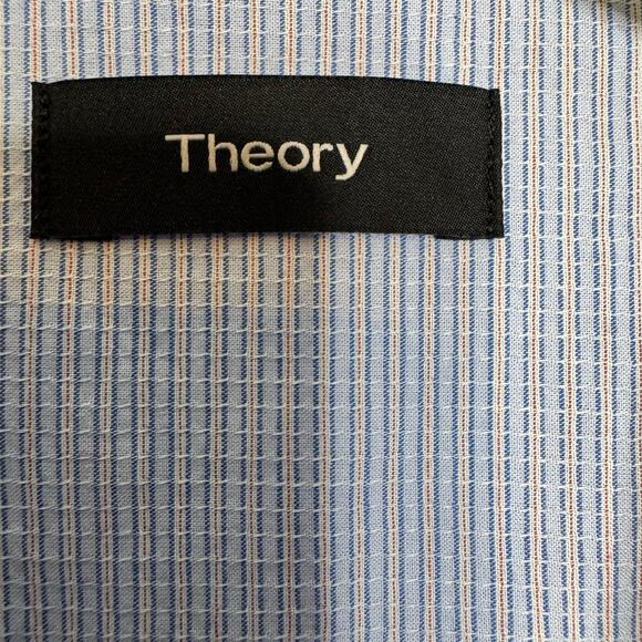 Theory Wyoming SS Breeze Multi Light Textured Cotton Shirt L NWT - Picture 4 of 6